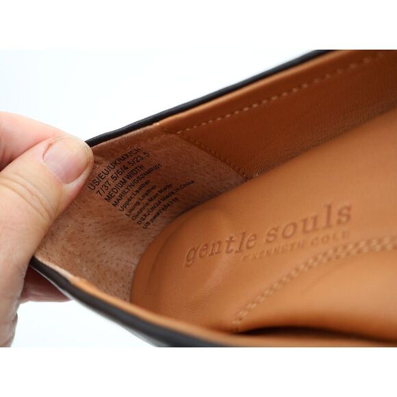 Gentle Souls Marilyn Ballet Flats Womens 7 Black Leather Slip on Bow Shoes - Picture 5 of 11